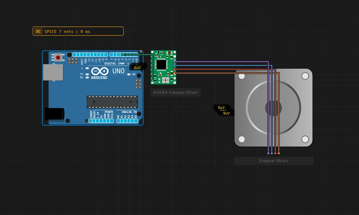 Arduino Uno: шаговый двигатель и A4988